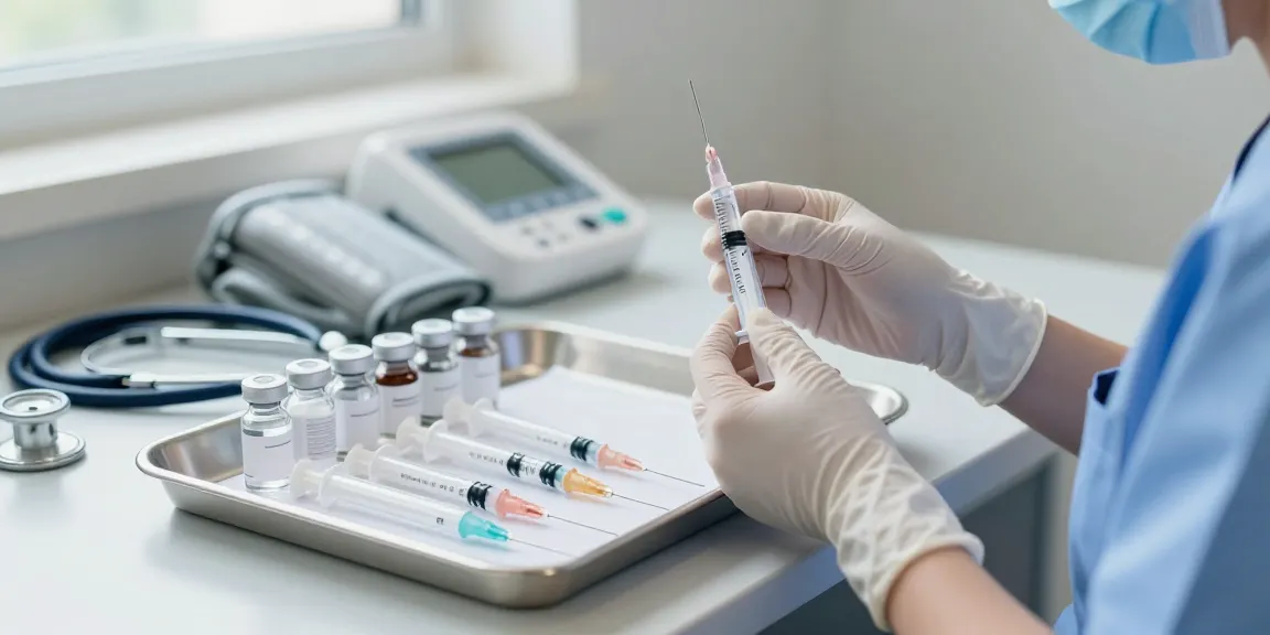 Healthcare professional preparing bd syringes Canada in a clinical setting, emphasizing safe medical practices.