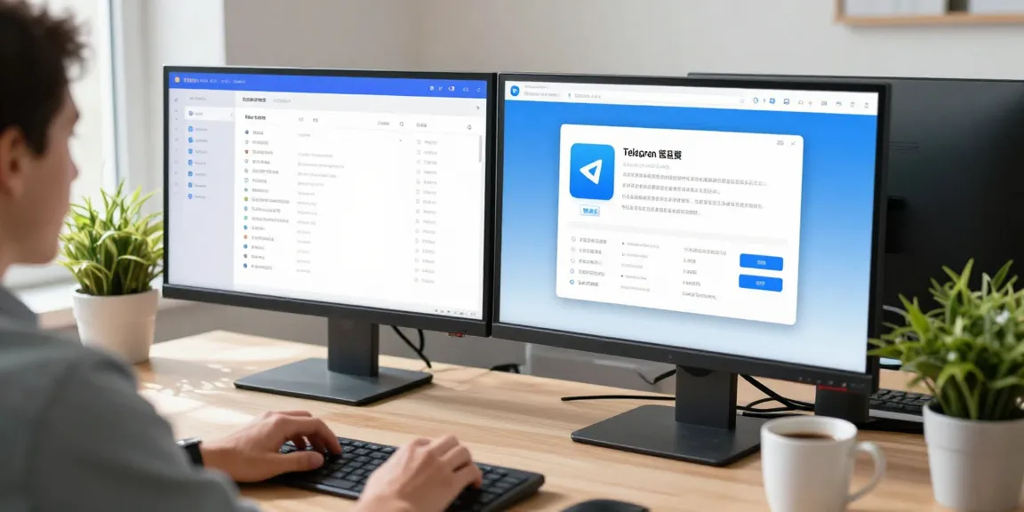 Adjusting Telegram Chinese language settings on a modern desktop setup.