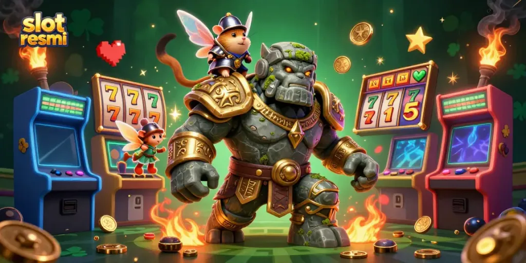 Experience exciting gameplay with vibrant characters and slot resmi elements in a dynamic casino scene.